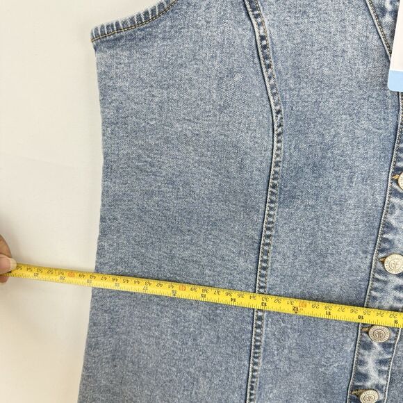 Frye Ladies Denim Mini Dress Size Large Light Wash Sleeveless NEW - Picture 16 of 16
